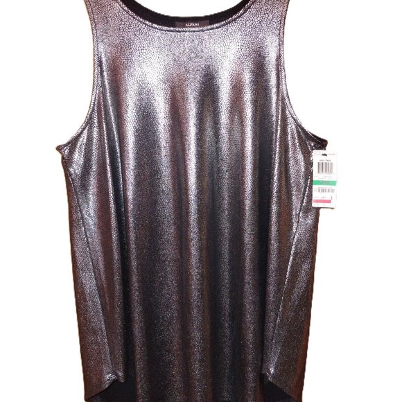 Alfani Metallic Silver Dressy Tank Top - Picture 2 of 3